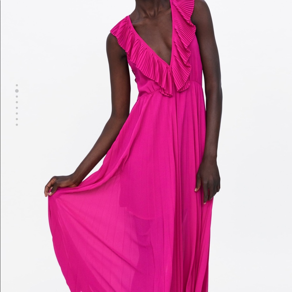 Zara NEW pleated pink dress - Picture 7 of 9